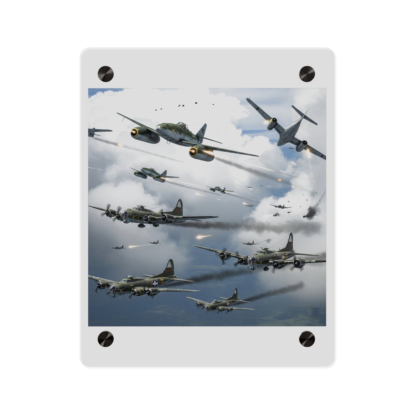 Acrylic Wall Art Panel - German jet fighters attacking US bombing formations