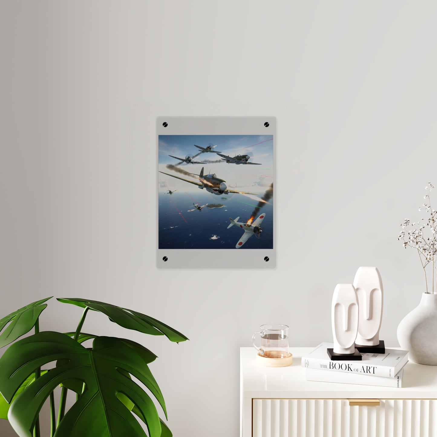 Acrylic Wall Art Panel - Curtis P-40 Kittyhawk w Machine Guns Blazing