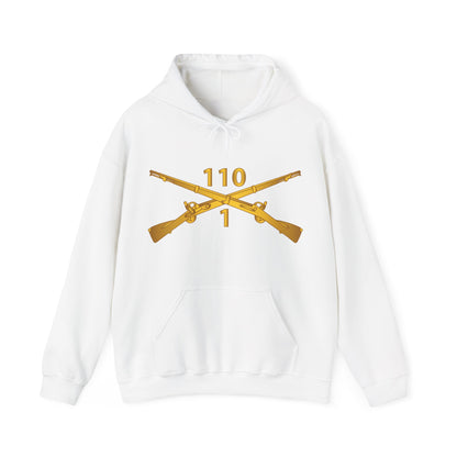 Unisex Heavy Blend™ Hooded Sweatshirt - Army -  1st Battalion, 110th Infantry Regiment - Inf Branch wo Txt X 300
