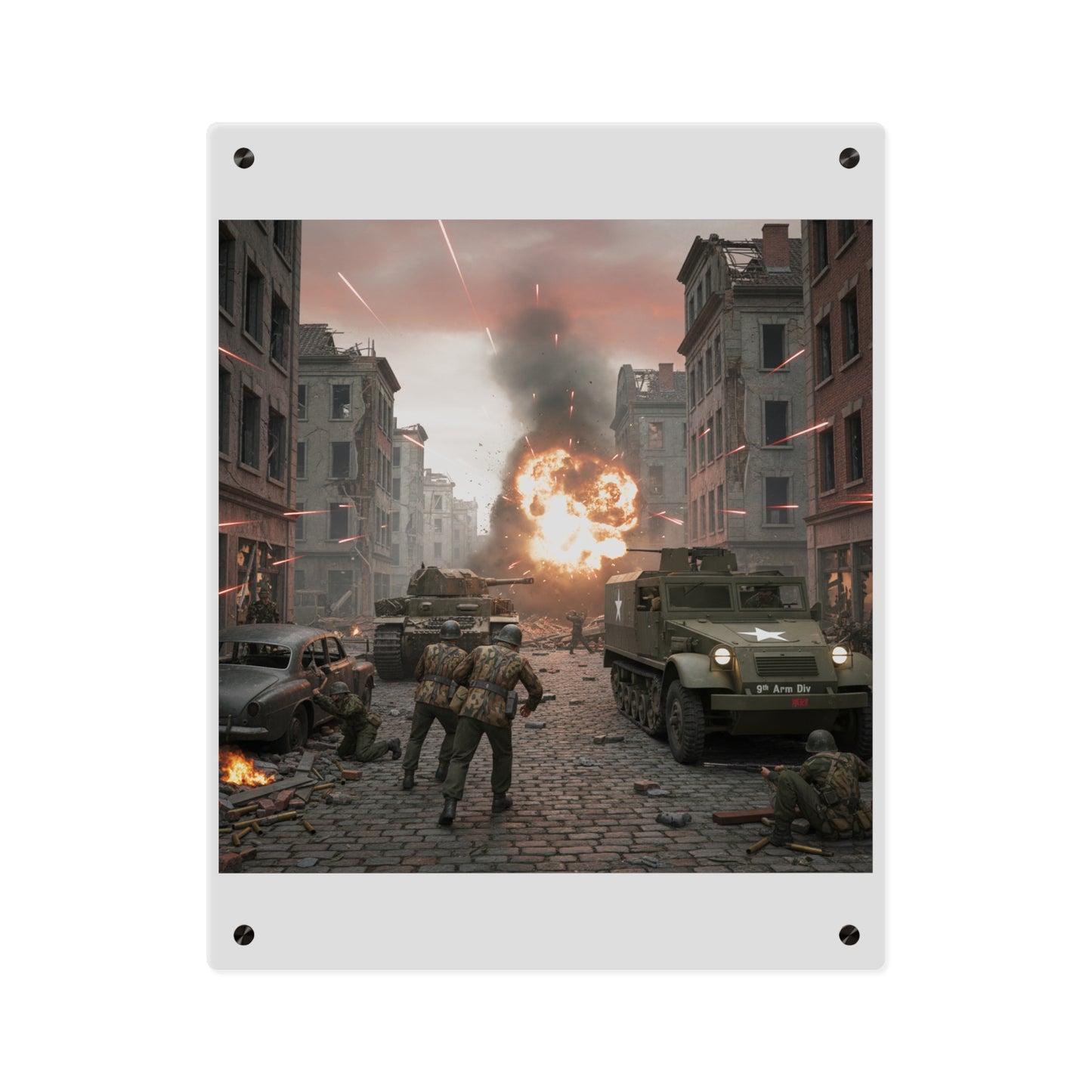 Acrylic Wall Art Panel - M3A1 - 9th Armor Division Attack - WWII