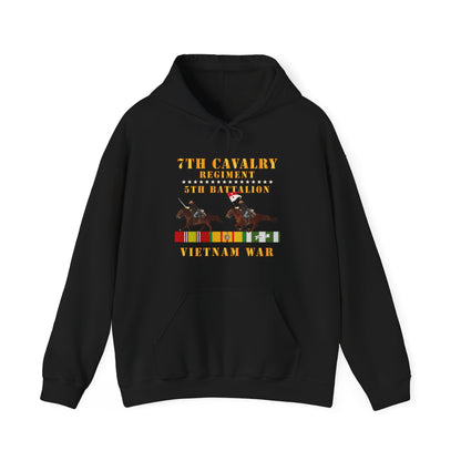 Unisex Heavy Blend™ Hooded Sweatshirt - Army - 5th Battalion,  7th Cavalry Regiment - Vietnam War wt 2 Cav Riders and VN SVC X300