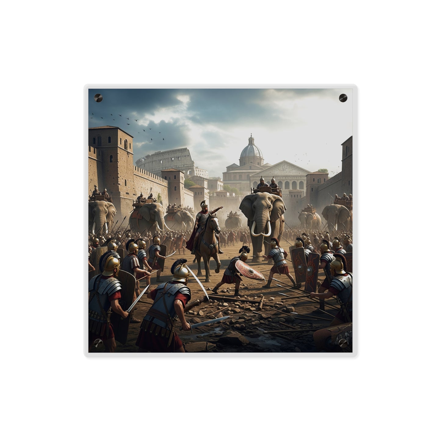 Acrylic Wall Art Panel - Hannibal Battling the Roman Legions as he Enters Rome