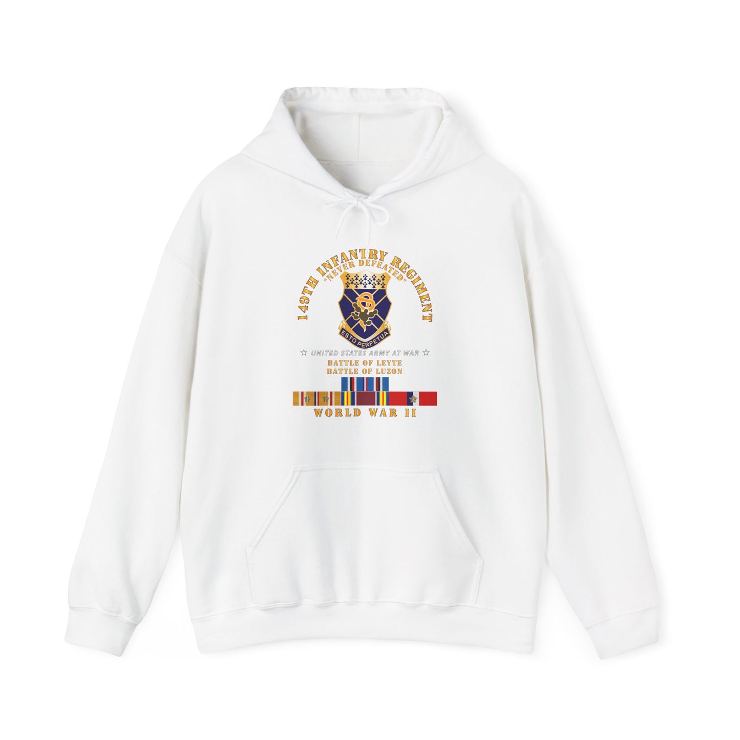 Unisex Heavy Blend™ Hooded Sweatshirt - Army -  149th Infantry Regiment - Battle of Leyet-Luzon - COA - WWII PAC SVC X 300