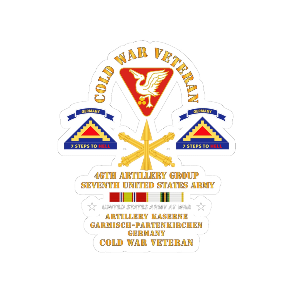 Kiss-Cut Stickers - Army - Cold War Vet - 46th Artillery Group - Germany - 7th US Army - Missle Branch w COLD SVC
