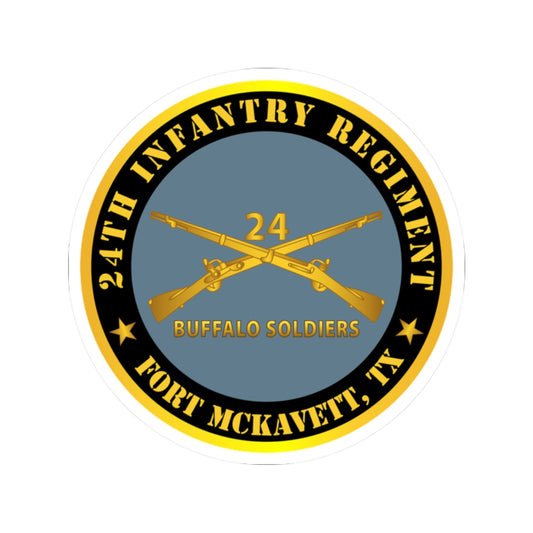 Kiss-Cut Stickers - Army - 24th Infantry Regiment - Fort McKavett, TX - Buffalo Soldiers w Inf Branch