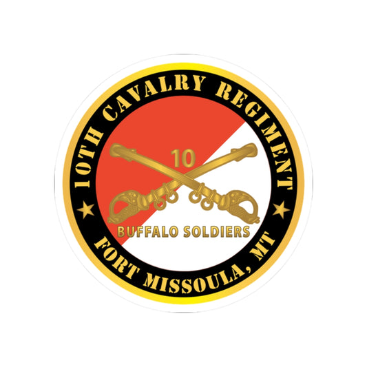 Kiss-Cut Stickers - Army - 10th Cavalry Regiment - Fort Missoula,  MT - Buffalo Soldiers w Cav Branch