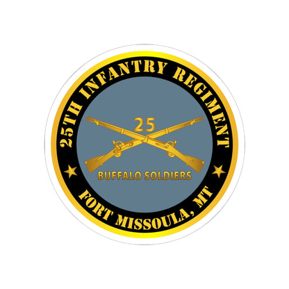 Kiss-Cut Stickers - Army - 25th Infantry Regiment - Fort Missoula, MT - Buffalo Soldiers w Inf Branch V1