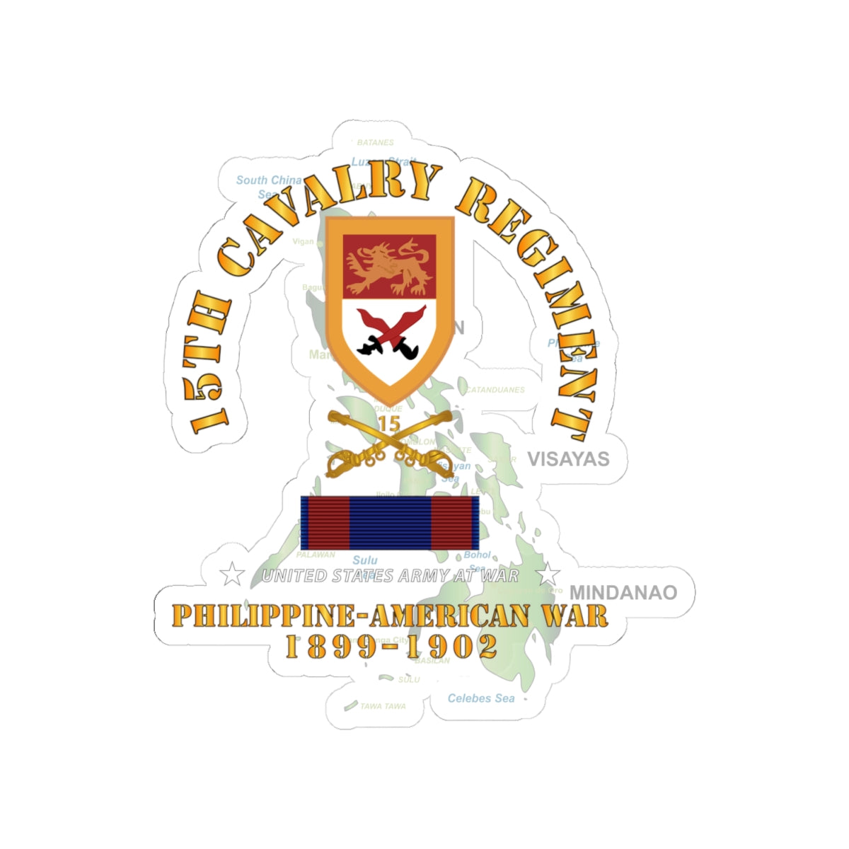 Kiss-Cut Stickers - Army - 15th Cavalry Regiment - Phil AMerican War w PHIL WAR SVC