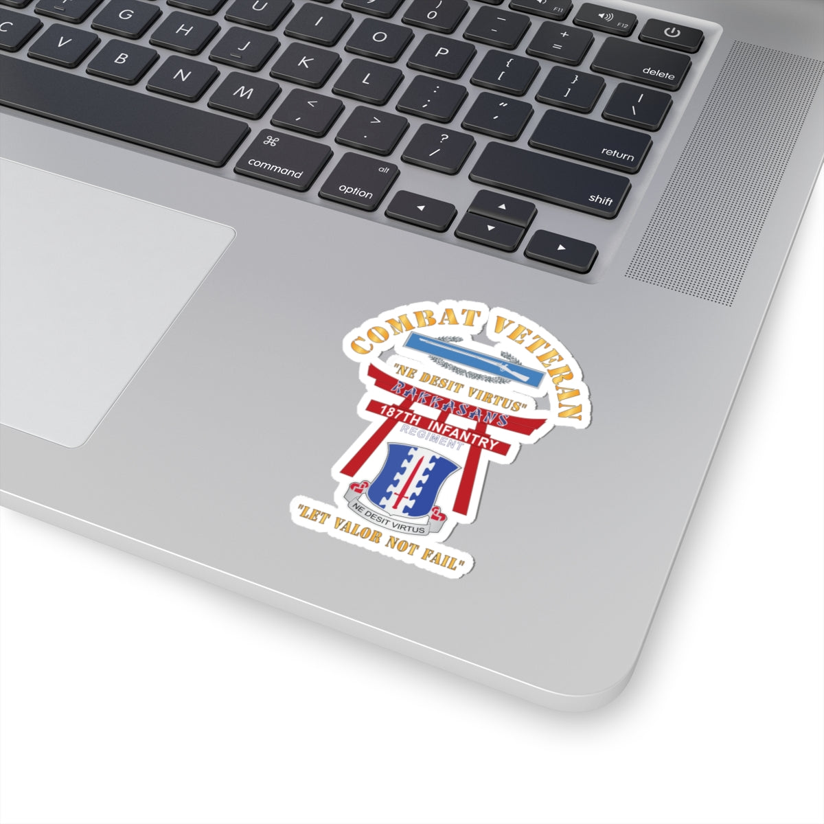 Kiss-Cut Stickers - Army - Combat Veteran - 187th Infantry Regiment - Torii, Rakkasans, Let Valor Not Fail, English, Latin w CIB X 300