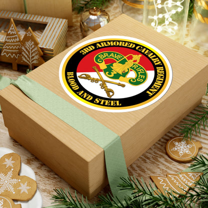 Blood and Steel 3rd Armored Cavalry Regiment commemorative sticker on gift box