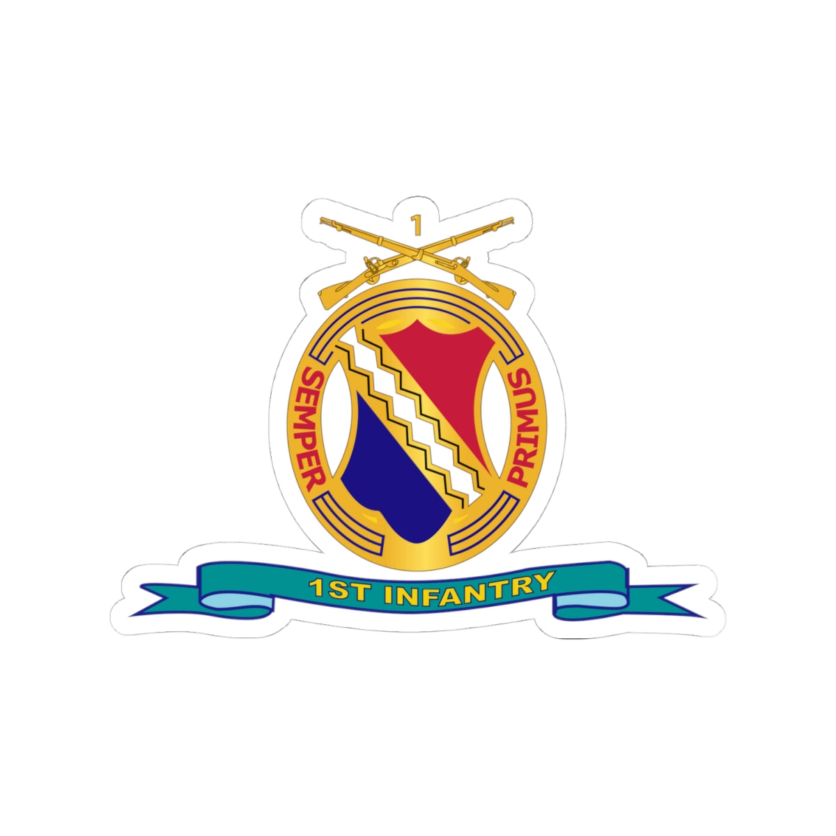 Kiss-Cut Stickers - Army - 1st Infantry Regiment  w Br - Ribbon