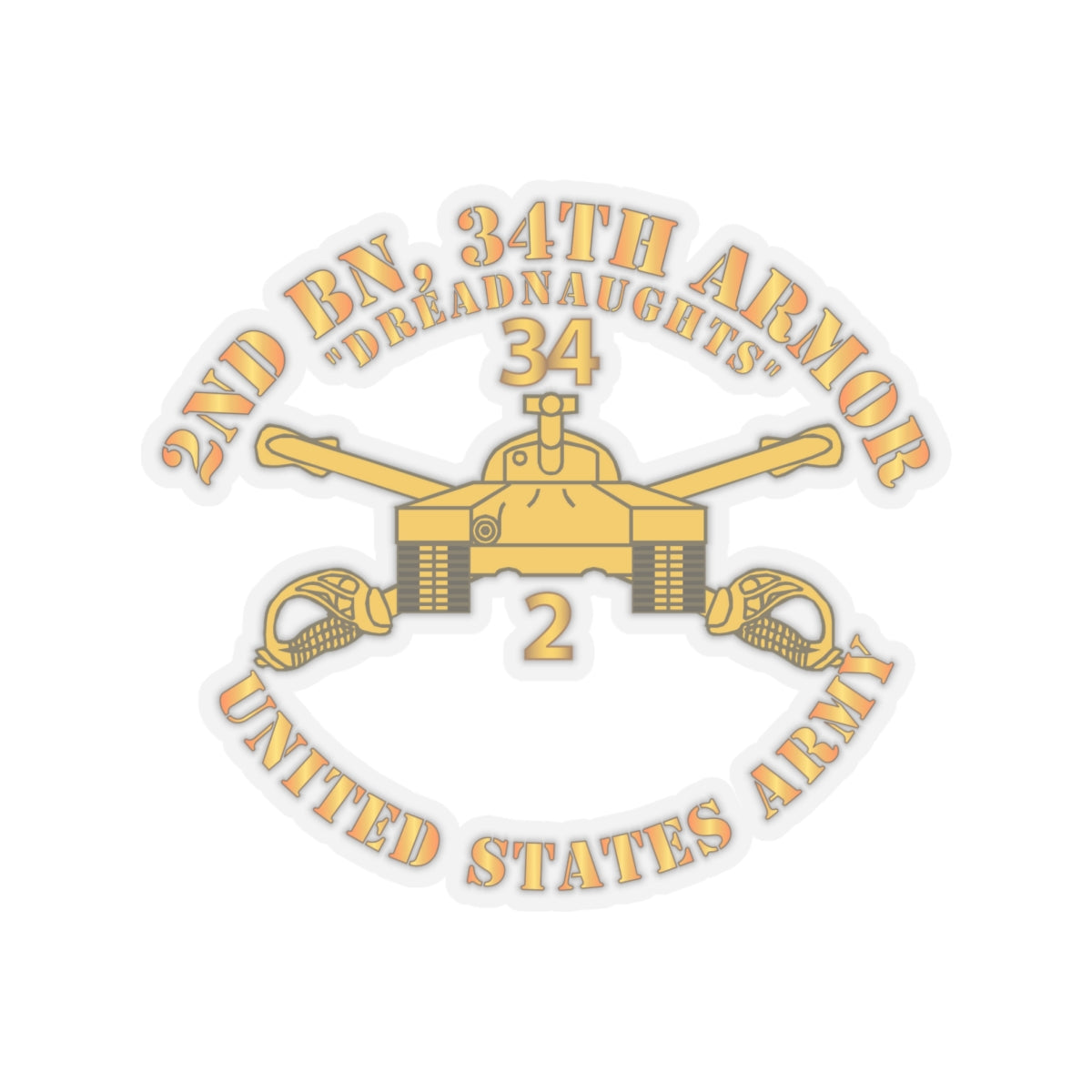 Kiss-Cut Stickers - Army - 2nd Bn 34th Armor - Dreadnaughts - Armor Branch