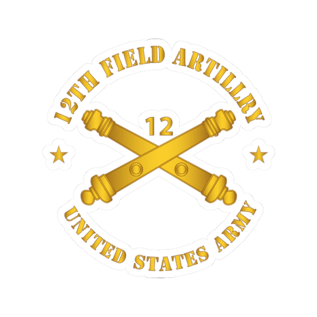 Kiss-Cut Stickers - Army - 12th Artillery Regiment w Branch - US Army