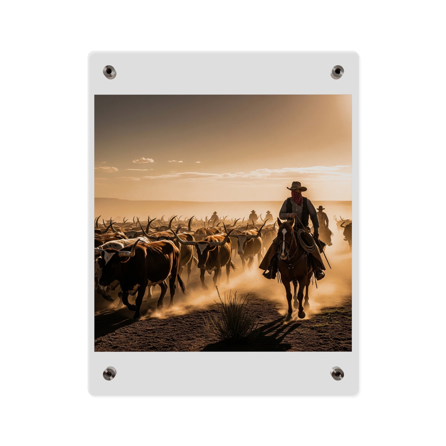 Acrylic Wall Art Panel - Dirty, dusty cattle drive in the Old West