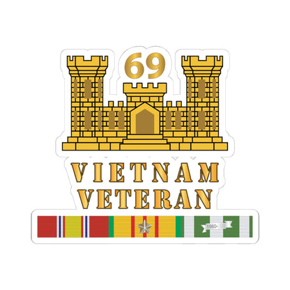 Kiss-Cut Stickers - Army - 69th Engineer Battalion - ENG Branch - Vietnam Vet w VN SVC X 300