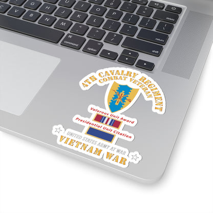 Kiss-Cut Stickers - Army - 4th Cavalry Regiment - Vietnam War w PUC and VUA X 300