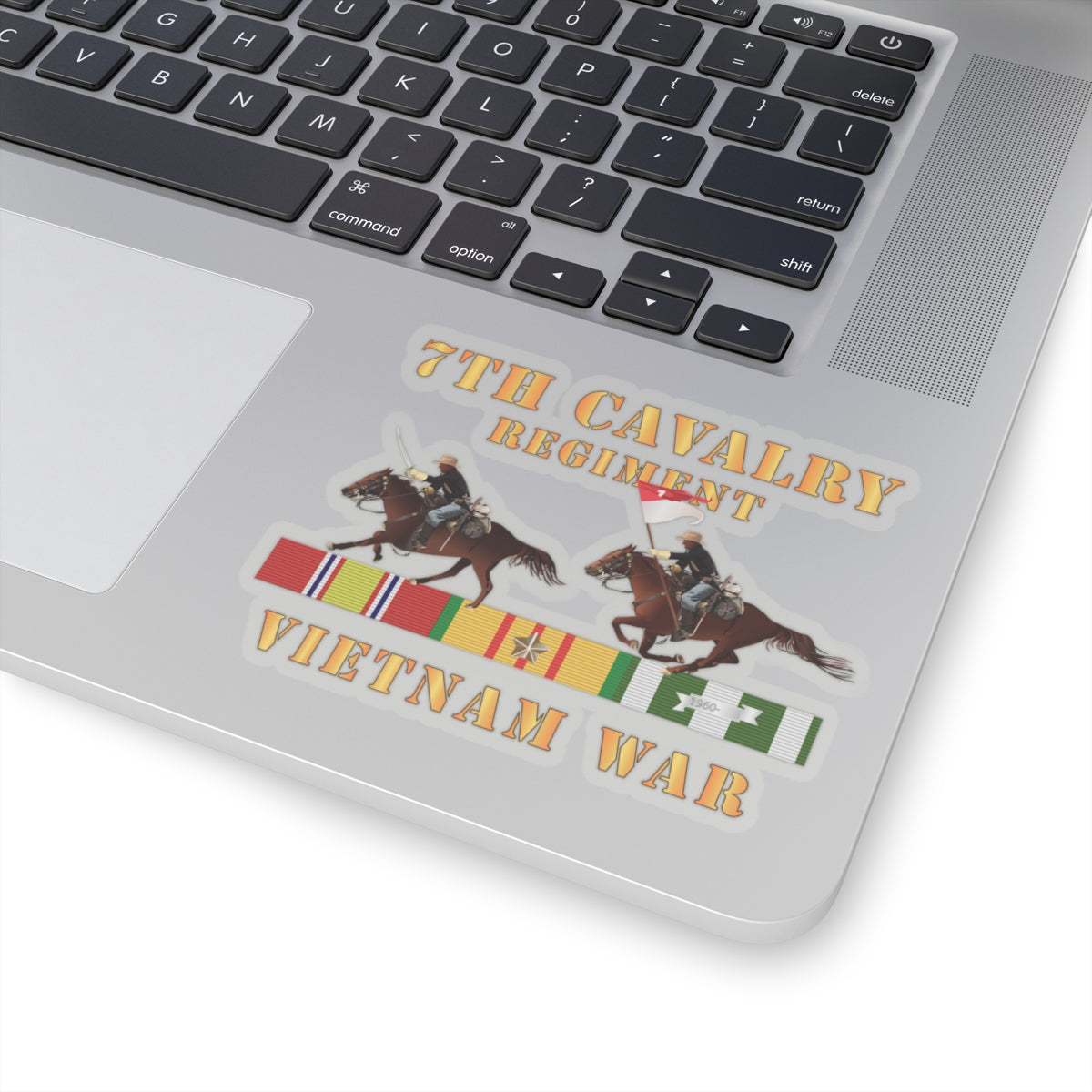 Kiss-Cut Stickers - Army - 7th Cavalry Regiment - Vietnam War wt 2 Cav Riders and VN SVC X300