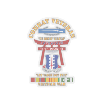 Kiss-Cut Stickers - Army - Combat Veteran - 187th Infantry Regiment - Torii, Rakkasans, Let Valor Not Fail, English, Latin w CIB w VN SVC X 300