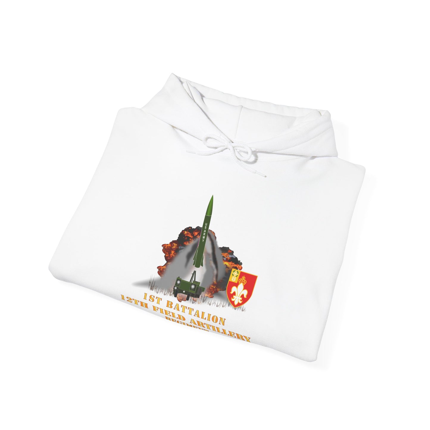 Unisex Heavy Blend™ Hooded Sweatshirt - Army -  1st Bn, 12th FAR, Ft Sill, OK, MGM 52 - Lance  - Short X 300
