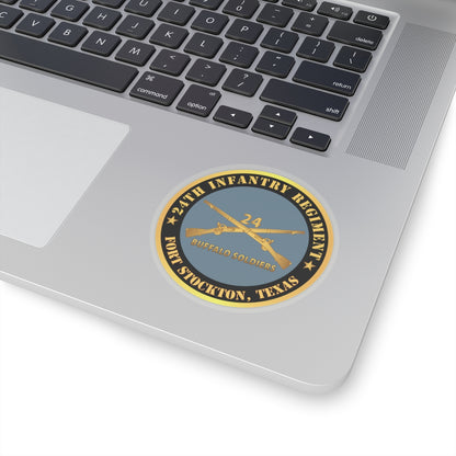 Kiss-Cut Stickers - Army - 24th Infantry Regiment - Fort Stockton, TX - Buffalo Soldiers w Inf Branch X 300