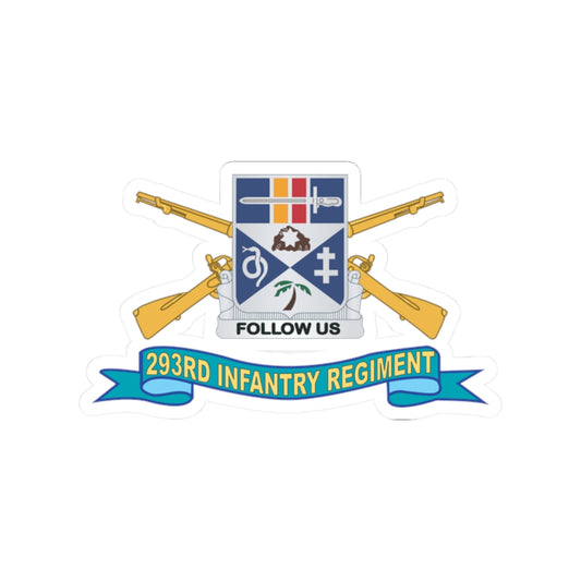 Kiss-Cut Stickers - Army - 293rd Infantry Regiment - DUI w Br - Ribbon