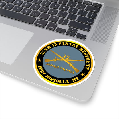 Kiss-Cut Stickers - Army - 25th Infantry Regiment - Fort Missoula, MT - Buffalo Soldiers w Inf Branch V1
