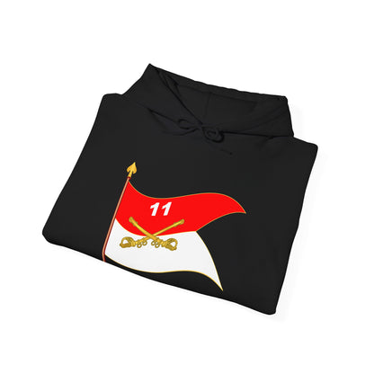 Unisex Heavy Blend™ Hooded Sweatshirt - Army - 11th Armored Cavalry Regiment Guidon w staff Waving