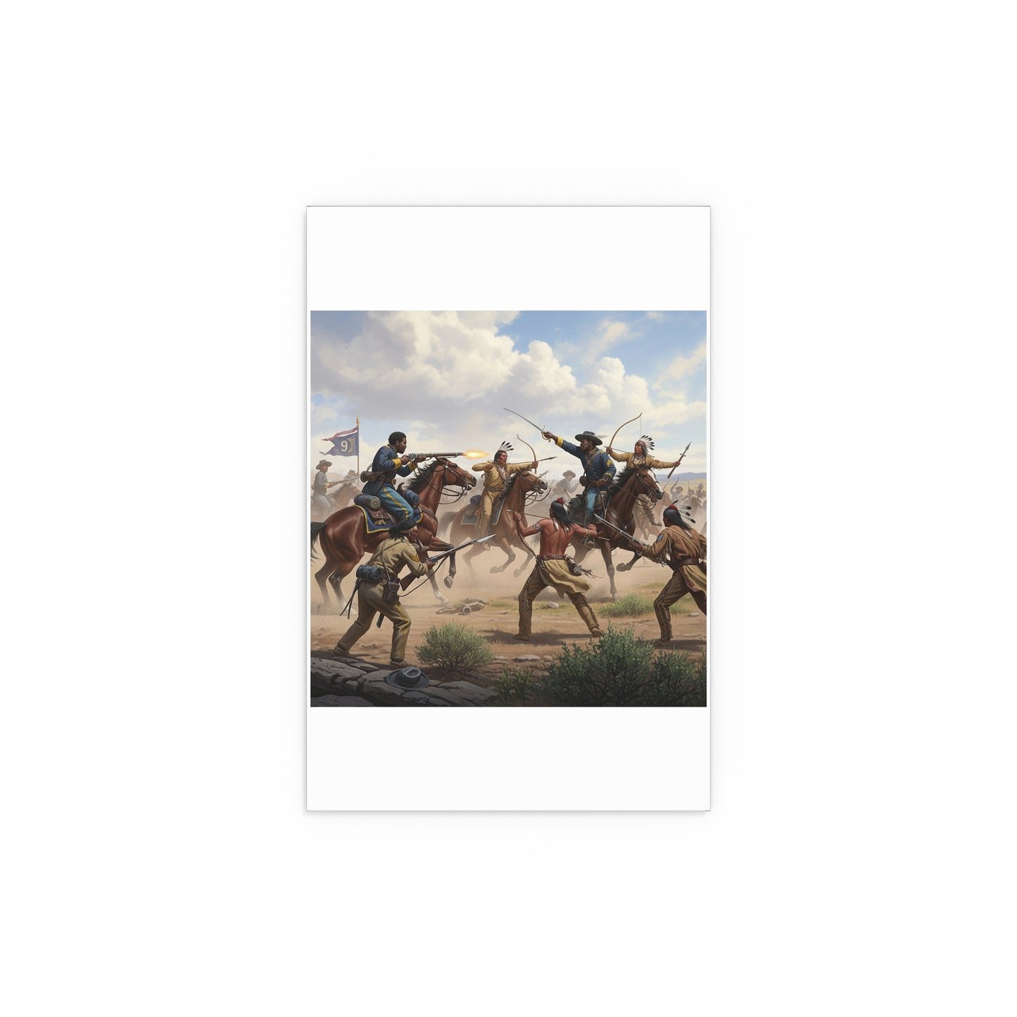 Indoor and Outdoor Silk Posters - 9th Cavalry Regiment fighting Native Americans during the Indian Wars