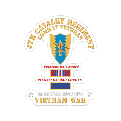 Kiss-Cut Stickers - Army - 4th Cavalry Regiment - Vietnam War w PUC and VUA X 300