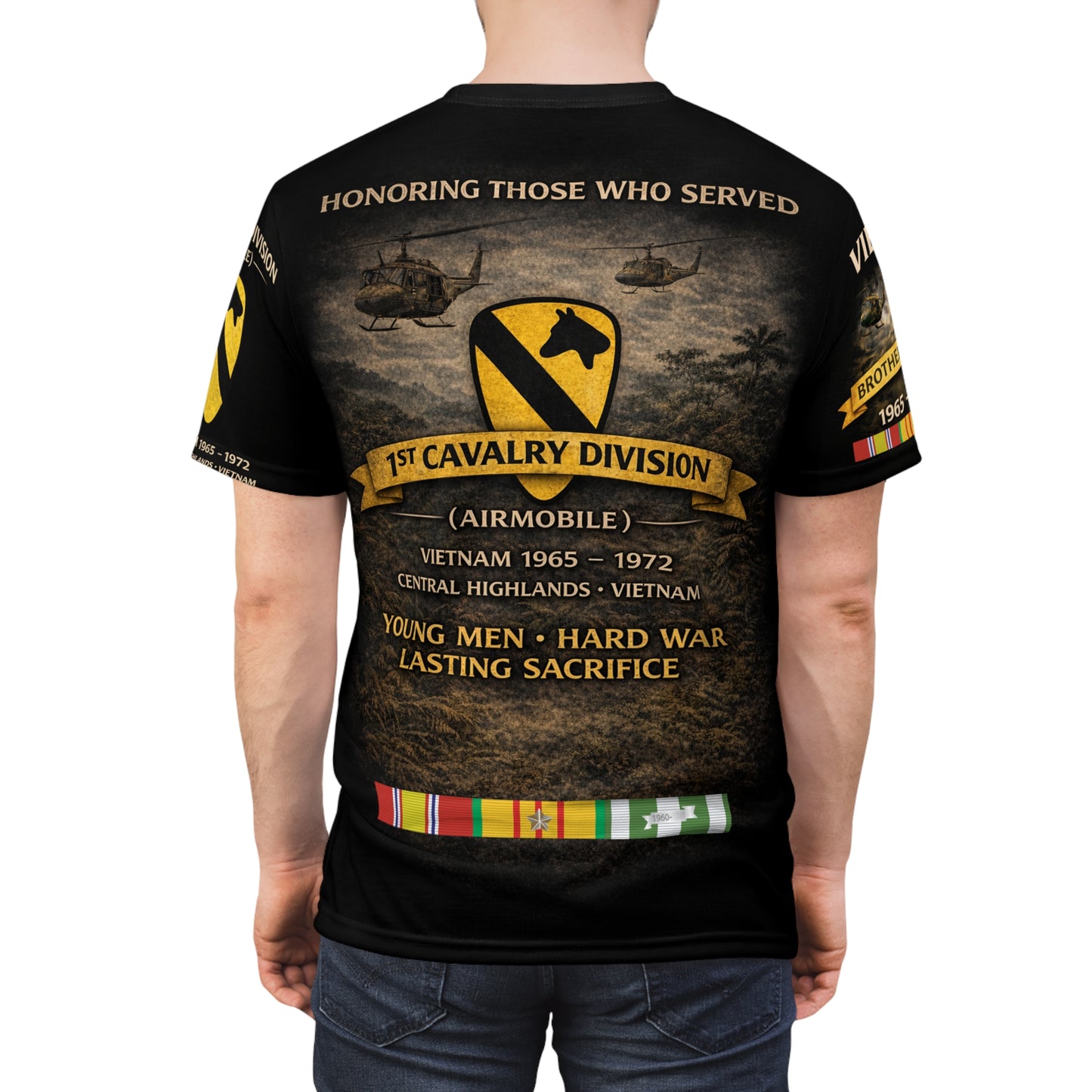 1st Cavalry Division - Airmobile,  All-Over Print Tee -  Vietnam - 1965 - 1972
