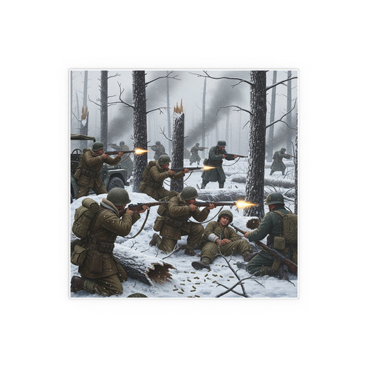 Indoor and Outdoor Silk Posters - 101st Airborne Division fighting the German Army at the Battle of Bastogne