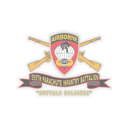 Kiss-Cut Stickers - Army - 555th Parachute Infantry Battalion - SSI - Black - Red Buffalo Soldiers w Br - Rib