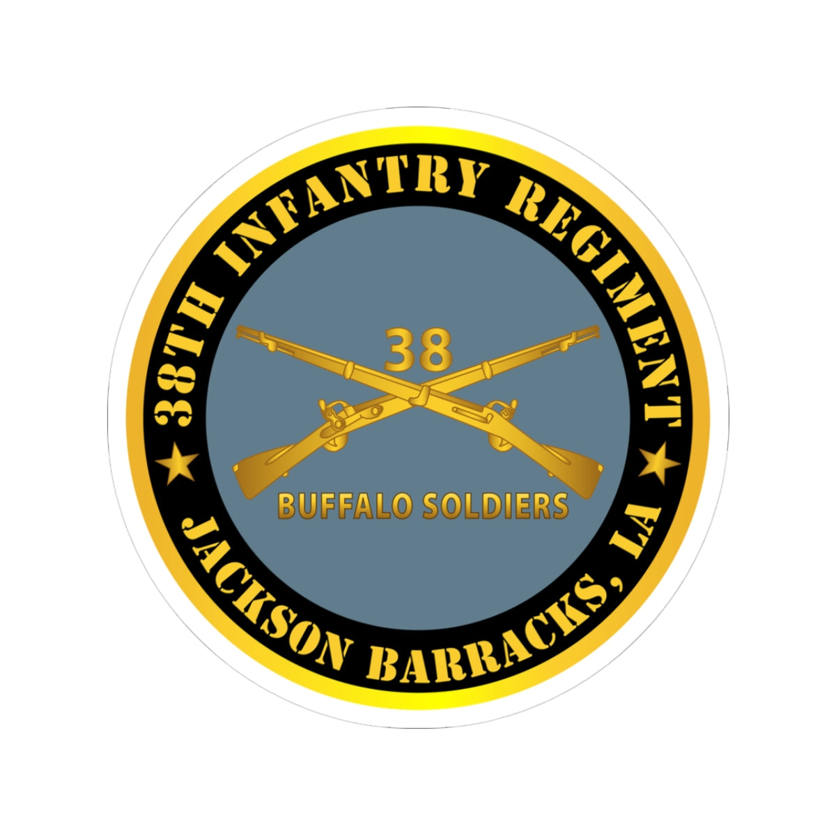 Kiss-Cut Stickers - Army - 38th Infantry Regiment - Buffalo Soldiers - Jackson Barracks, LA w Inf Branch