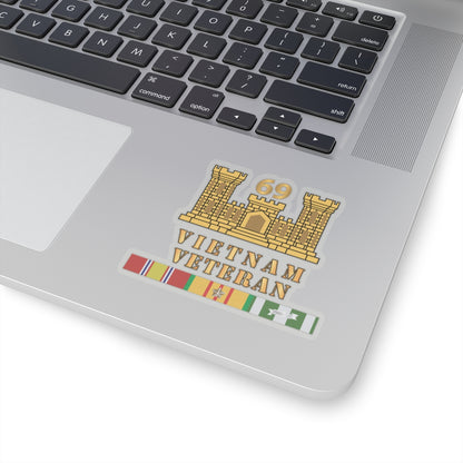 Kiss-Cut Stickers - Army - 69th Engineer Battalion - ENG Branch - Vietnam Vet w VN SVC X 300