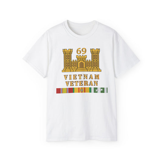 Unisex Ultra Cotton Tee - Army - 69th Engineer Battalion - ENG Branch - Vietnam Vet w VN SVC X 300