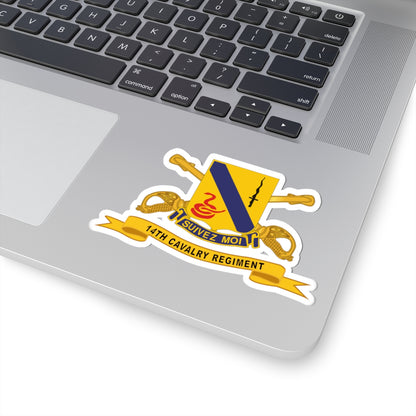 Kiss-Cut Stickers - Army  - 14th Cavalry Regiment w Br - Ribbon