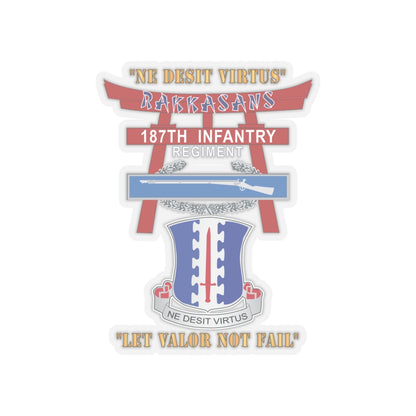 Kiss-Cut Stickers - Army - 187th Infantry Regiment - Torii, Rakkasans, Let Valor Not Fail, English, Latin w CIB