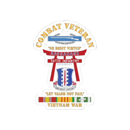 Kiss-Cut Stickers - Army - Combat Veteran - 187th Infantry Regiment - Torii, Rakkasans, Let Valor Not Fail, English, Latin w CIB w VN SVC X 300