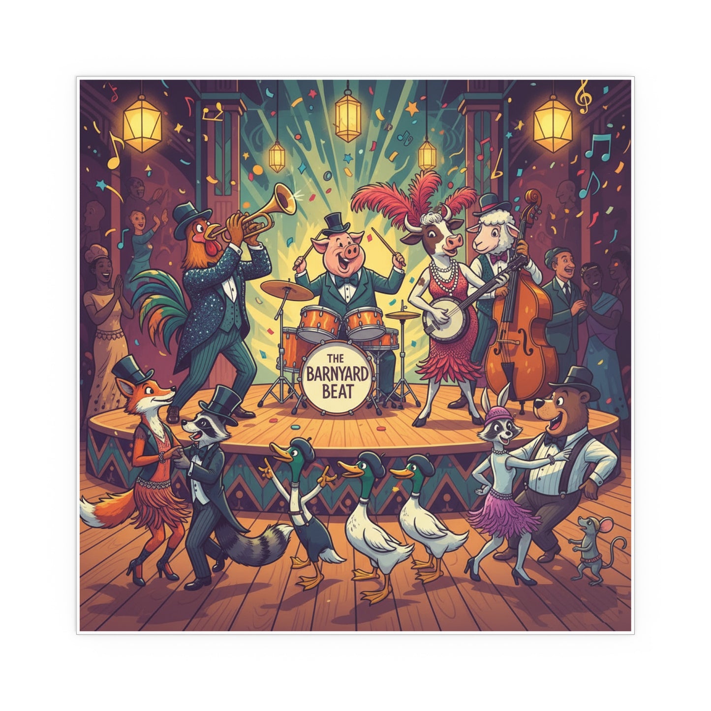 Indoor and Outdoor Silk Posters - Farm Band Dance