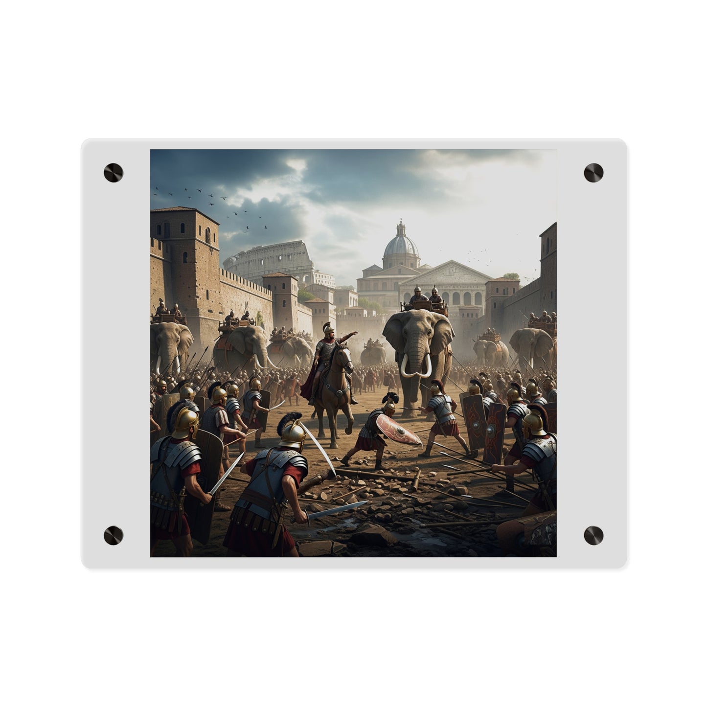 Acrylic Wall Art Panel - Hannibal Battling the Roman Legions as he Enters Rome