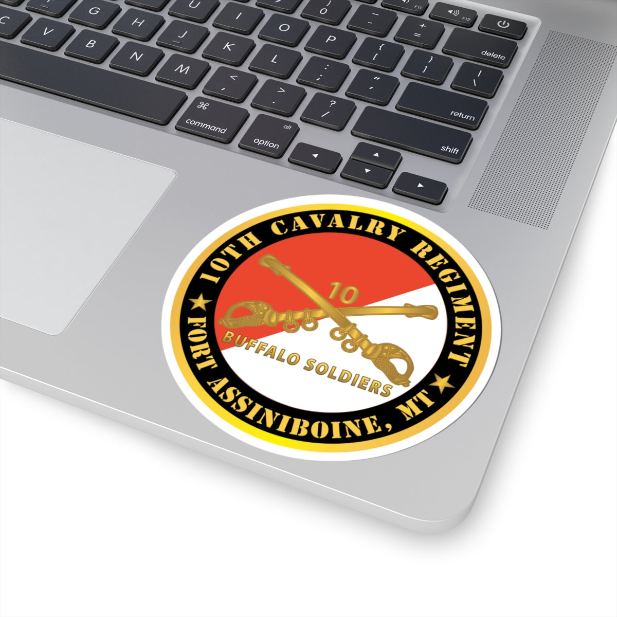 Kiss-Cut Stickers - Army - 10th Cavalry Regiment - Fort Assiniboine,  MT - Buffalo Soldiers w Cav Branch