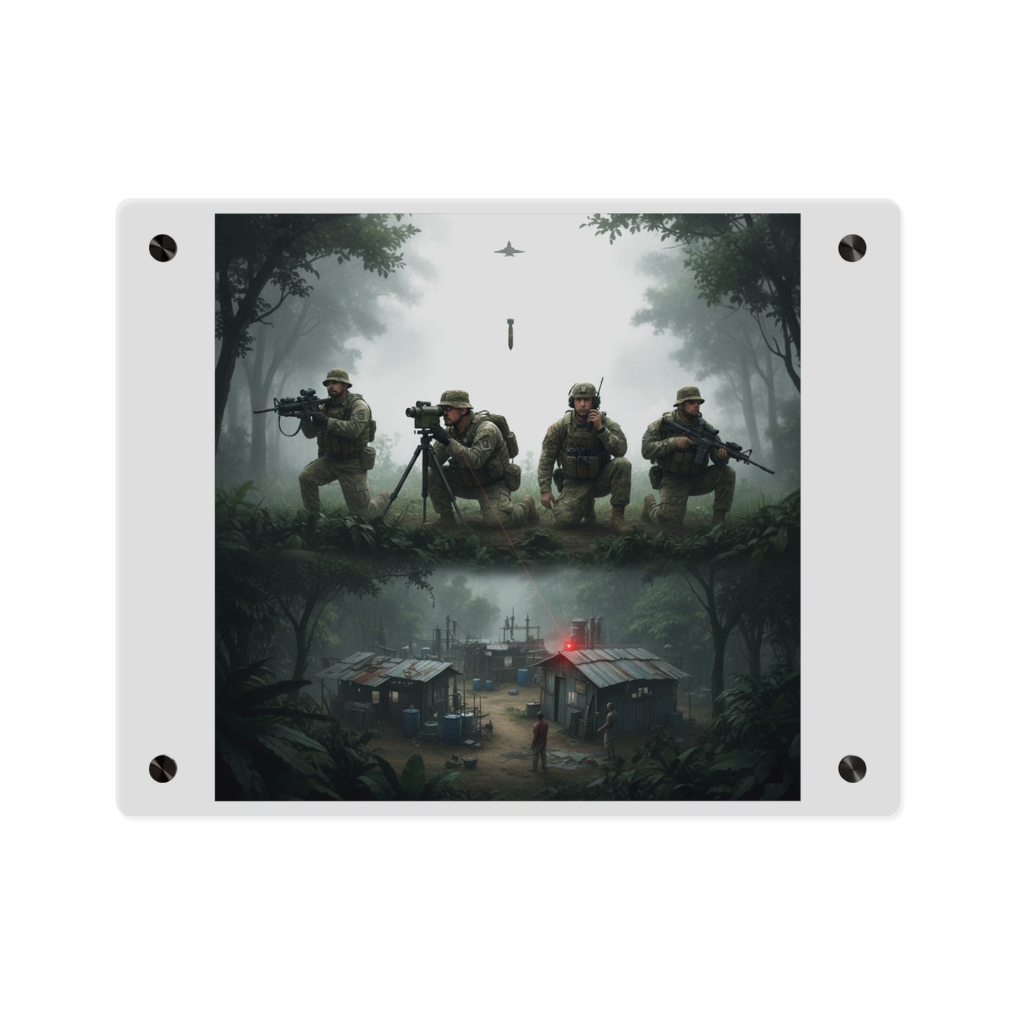 Acrylic Wall Art Panel - Jungle Drug Lab Destruction wo Explosions