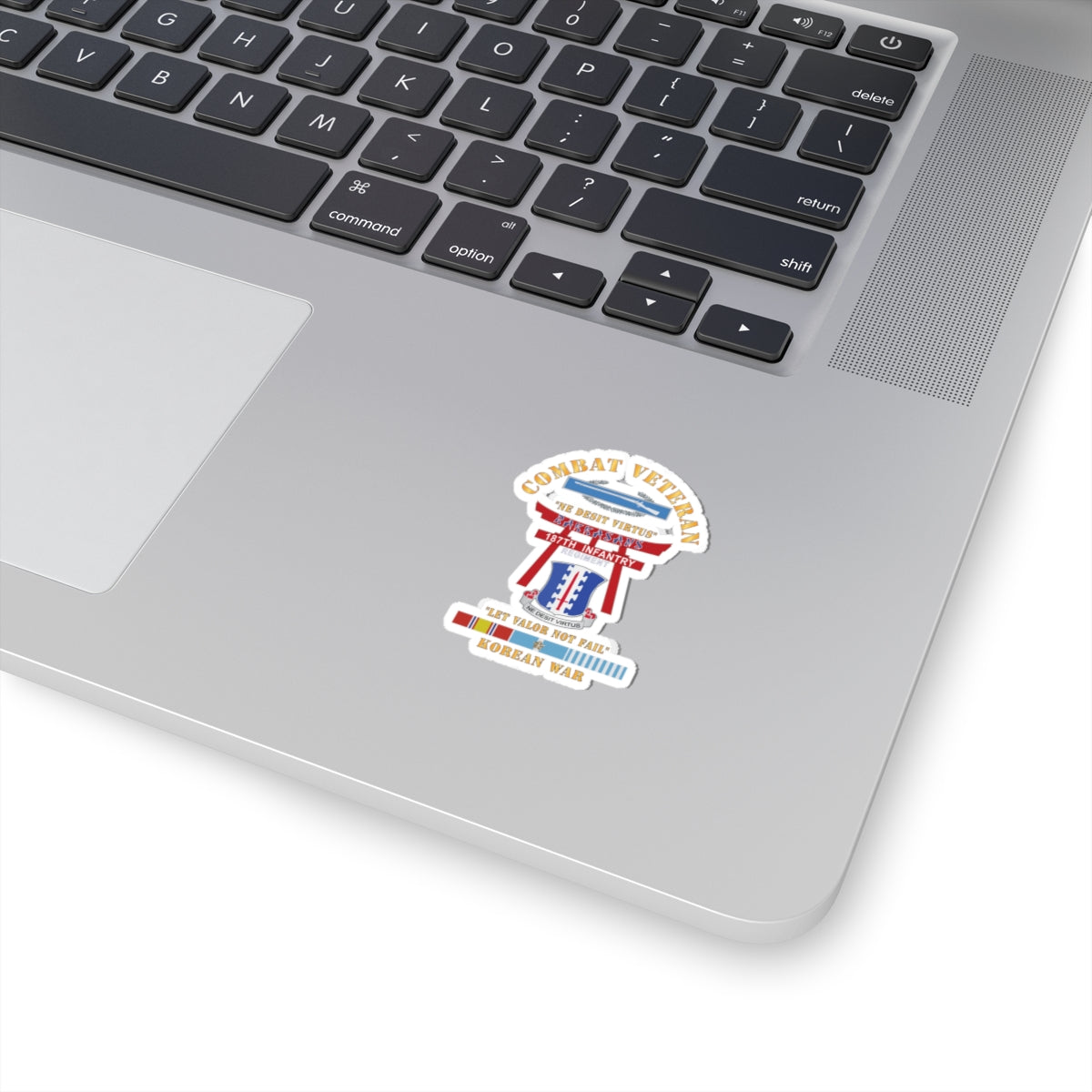 Kiss-Cut Stickers - Army - Combat Veteran - 187th Infantry Regiment - Torii, Rakkasans, Let Valor Not Fail, English, Latin w CIB w KOREA SVC