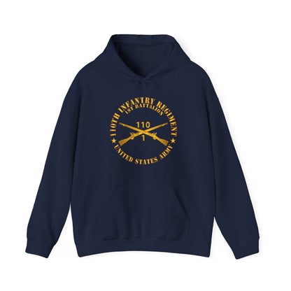 Unisex Heavy Blend™ Hooded Sweatshirt - Army - 1st Battalion, 110th Infantry Regiment - Br  X 300