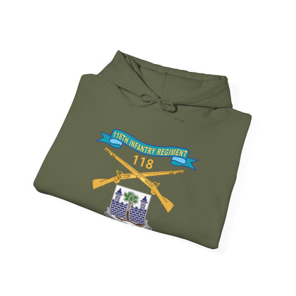 Unisex Heavy Blend™ Hooded Sweatshirt - Army - 118th Infantry Regiment w Ribbon - Br - DUI X 300