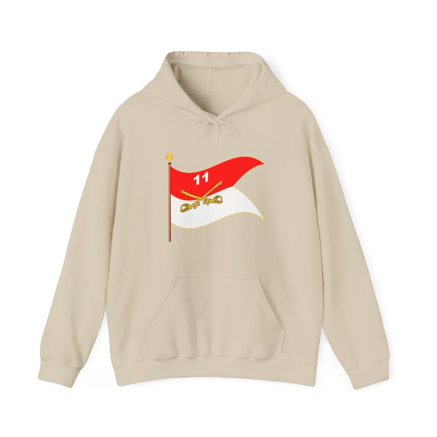 Unisex Heavy Blend™ Hooded Sweatshirt - Army - 11th Armored Cavalry Regiment Guidon w staff Waving
