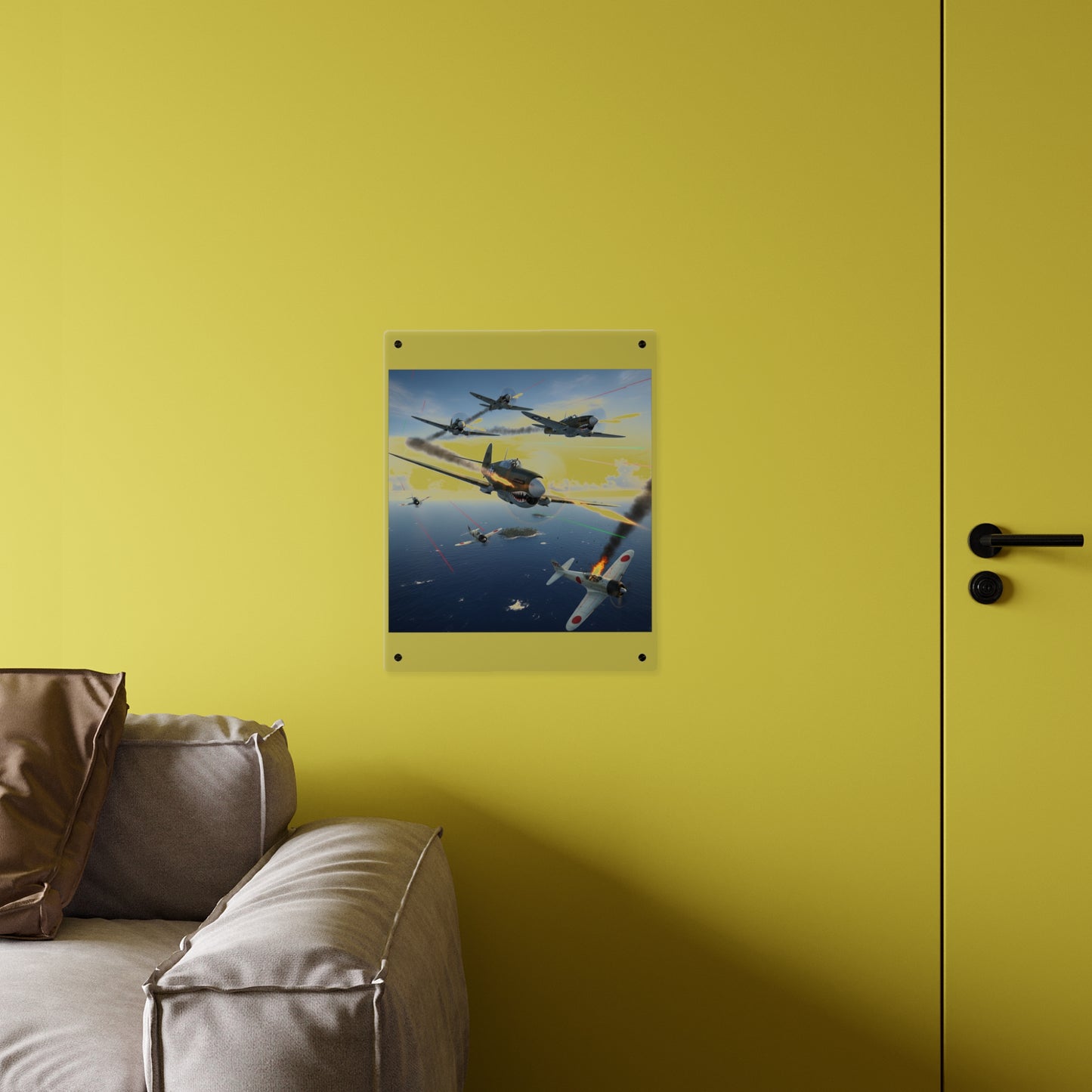 Acrylic Wall Art Panel - Curtis P-40 Kittyhawk w Machine Guns Blazing