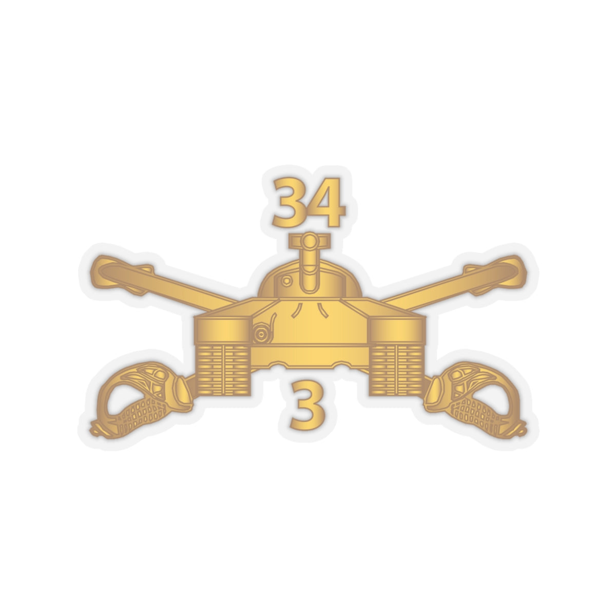 Kiss-Cut Stickers - Army - 3rd Bn 34th Armor - Armor Branch wo Txt