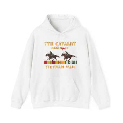 Unisex Heavy Blend™ Hooded Sweatshirt - Army - 7th Cavalry Regiment - Vietnam War wt 2 Cav Riders and VN SVC X300