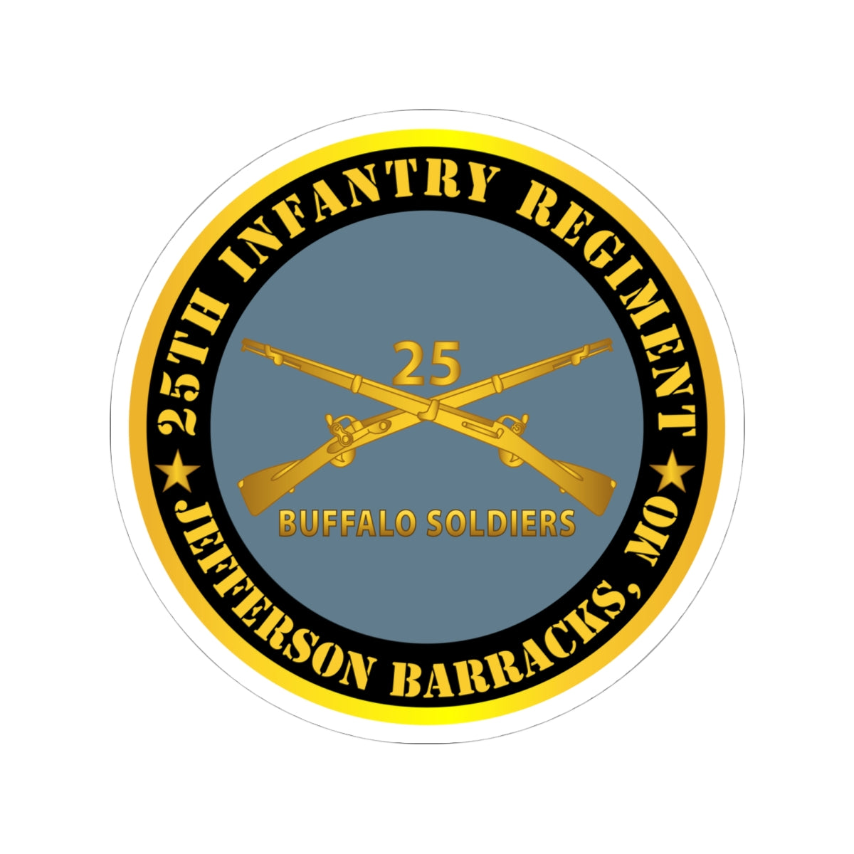 Kiss-Cut Stickers - Army - 25th Infantry Regiment - Jefferson Barracks, MO - Buffalo Soldiers w Inf Branch